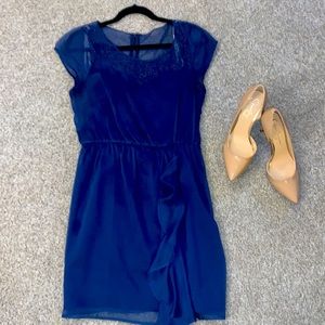 MARC New York by Andrew Marc - Hand Beaded Cerulean Cap Sleeve Dress